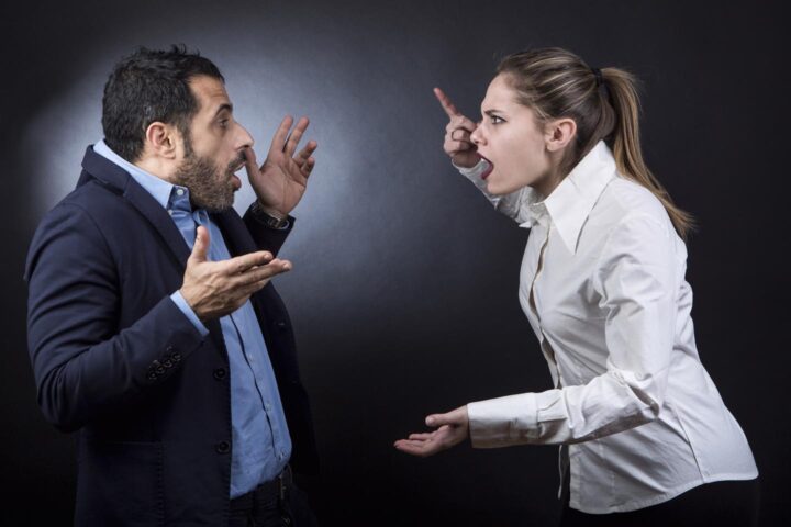 A wife showing verbal aggression against her husband