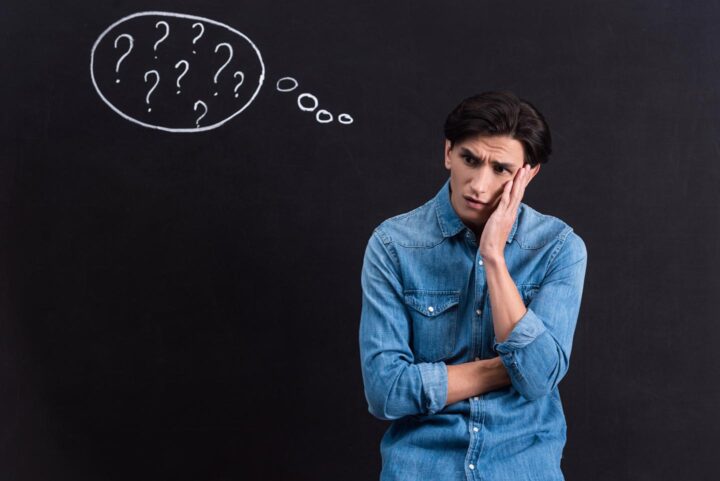 A man with a puzzled look, needing to question his thoughts